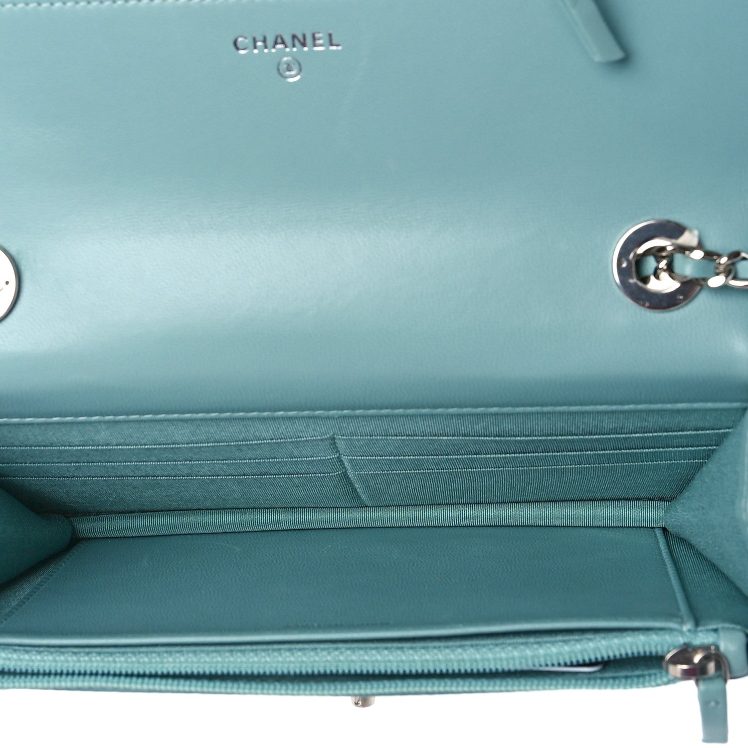 Chanel Lambskin Quilted Trendy CC Wallet On Chain WOC Light Blue 5 of 12
