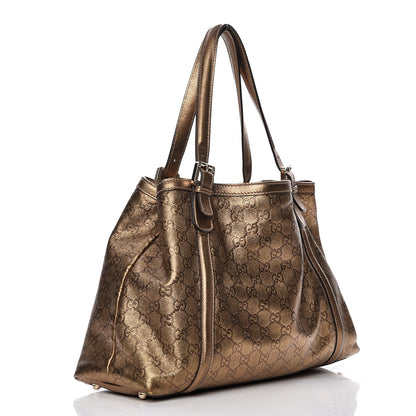 Gucci Metallic Guccissima Medium Britt Tote Gold 3 of 12