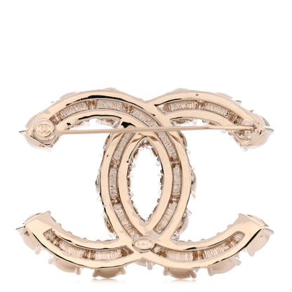 Chanel Crystal Pearl CC Dazzling Domino Brooch Gold Black 3 of 4