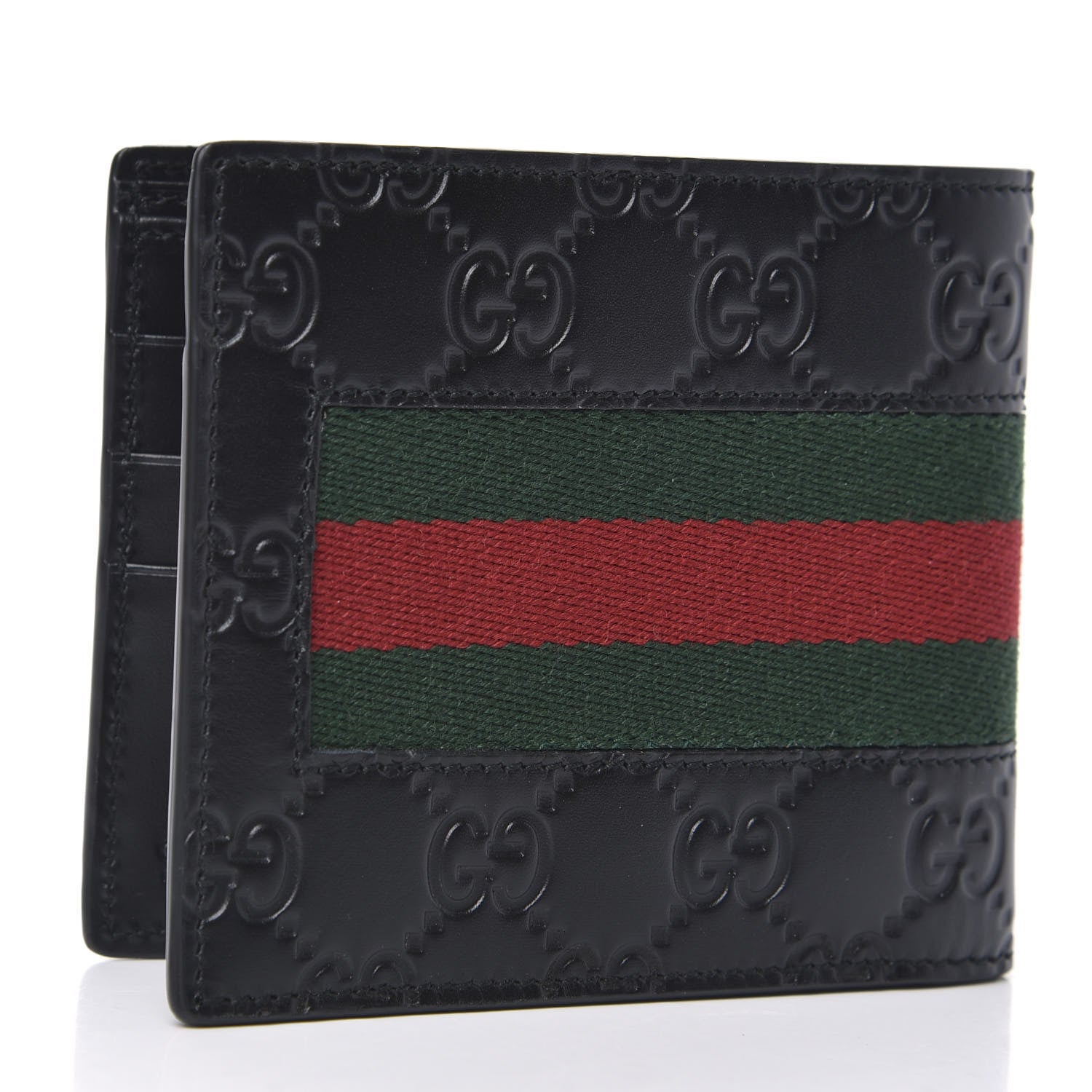 Gucci Guccissima Signature Web New Web Bi-Fold ID Wallet Black 3 of 8