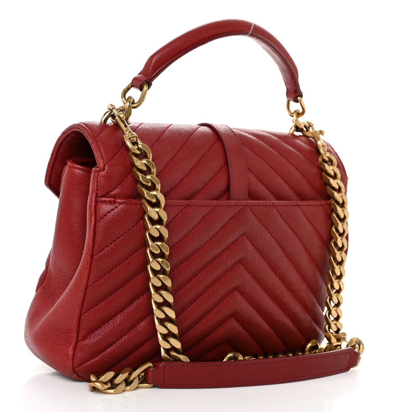 Sheepskin Matelasse Chevron Monogram Medium College Bag Opyum Red