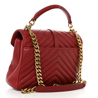 Saint Laurent Sheepskin Matelasse Chevron Monogram Medium College Bag Opyum Red 3 of 10