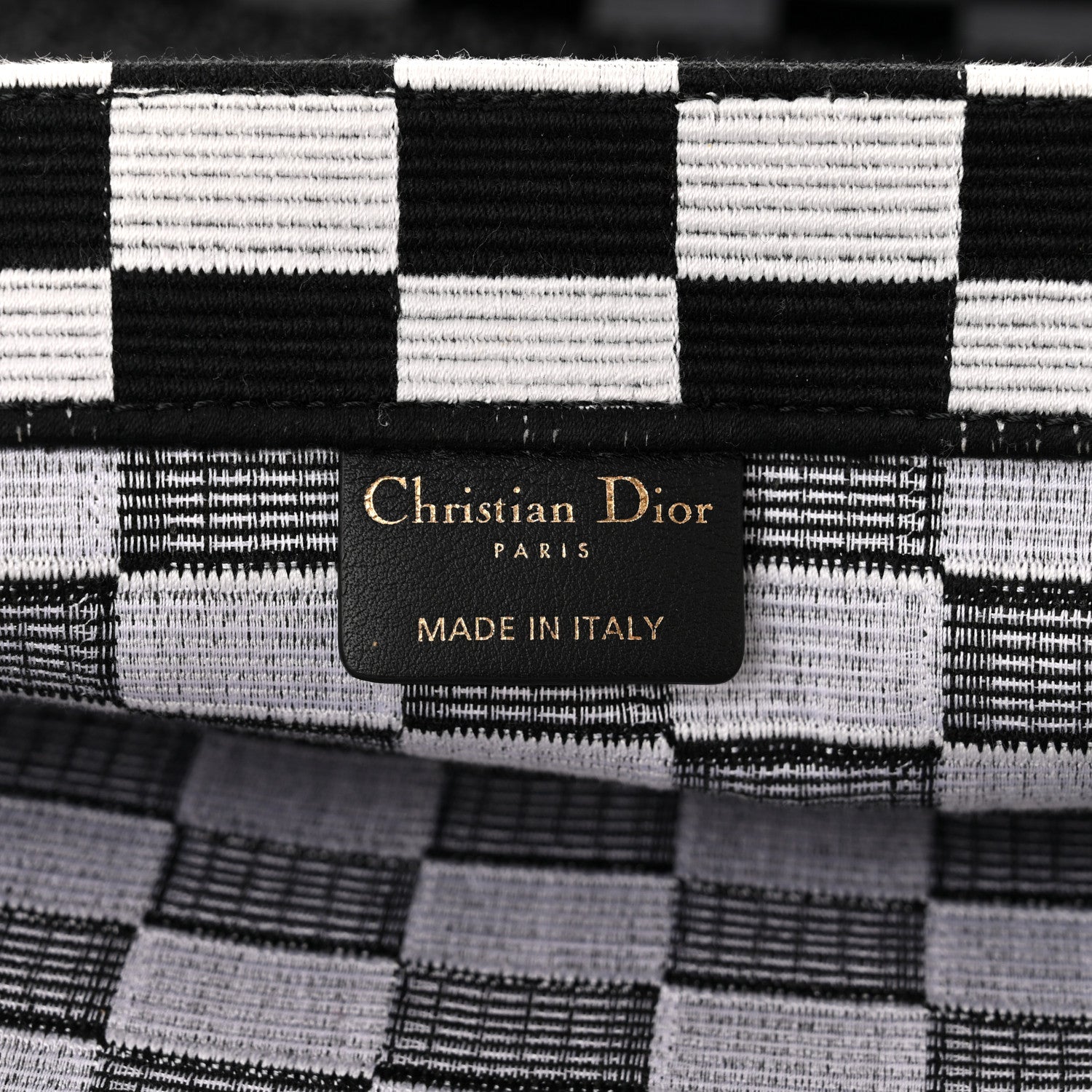 Christian Dior Canvas Embroidered Checkered Book Tote Black White 6 of 10