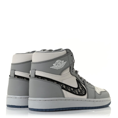 Christian Dior X NIKE AIR JORDAN Calfskin Mens Oblique High Sneakers 38.5 Beige White 4 of 12