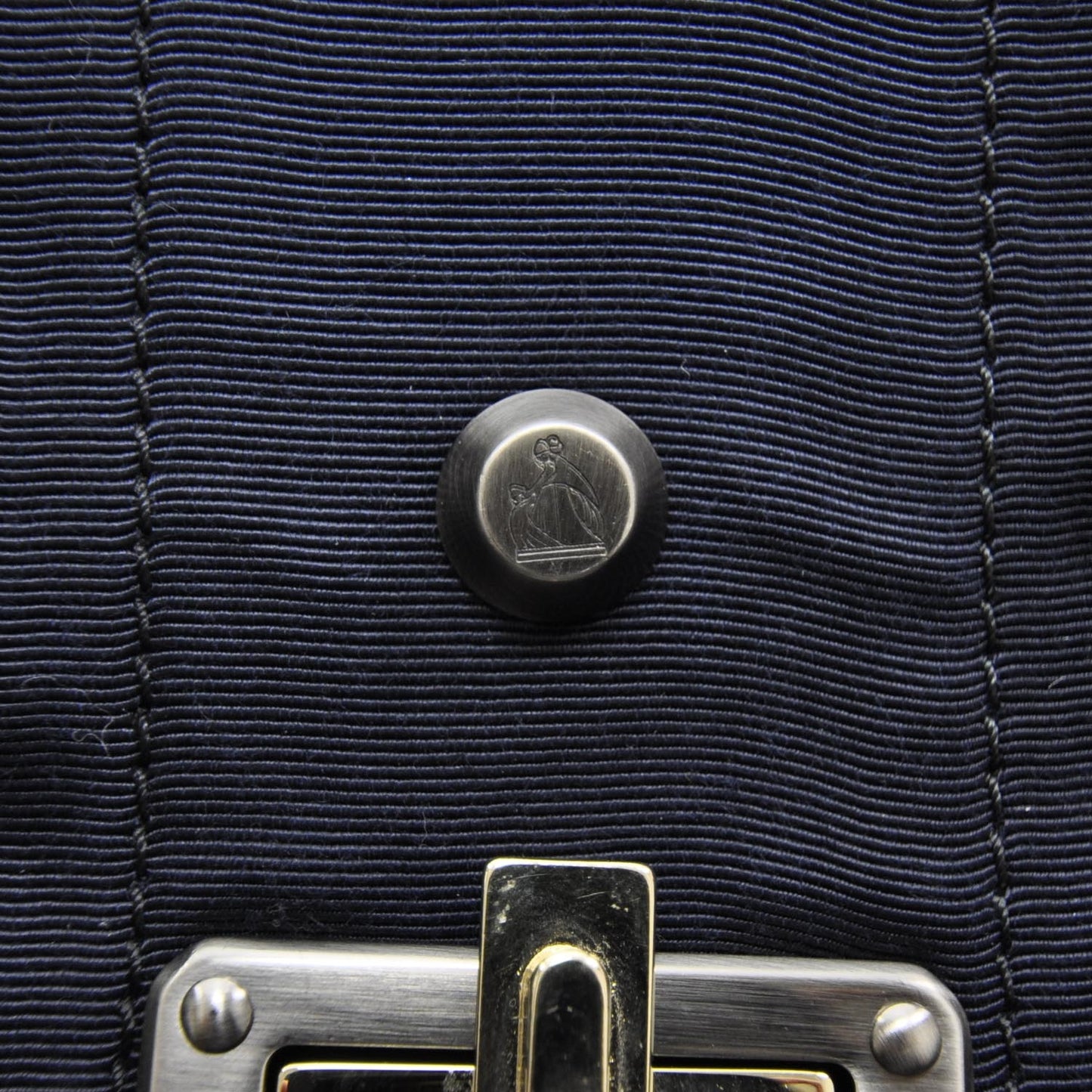 Pleated Canvas Happy Shoulder Bag Navy