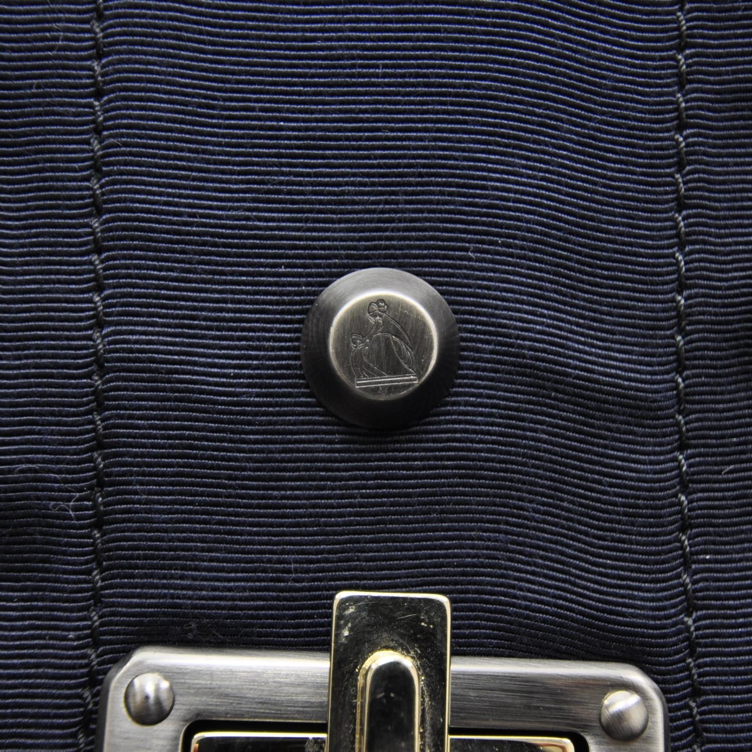 Lanvin Pleated Canvas Happy Shoulder Bag Navy 7 of 7