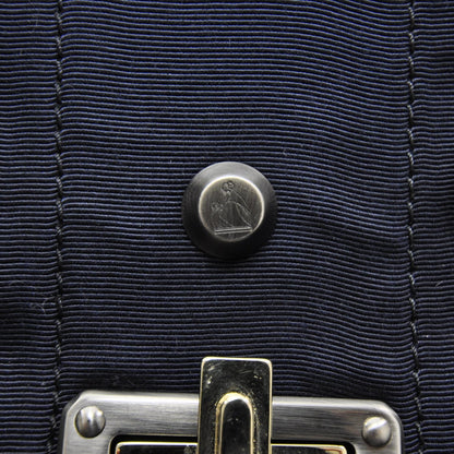 Lanvin Pleated Canvas Happy Shoulder Bag Navy 7 of 7