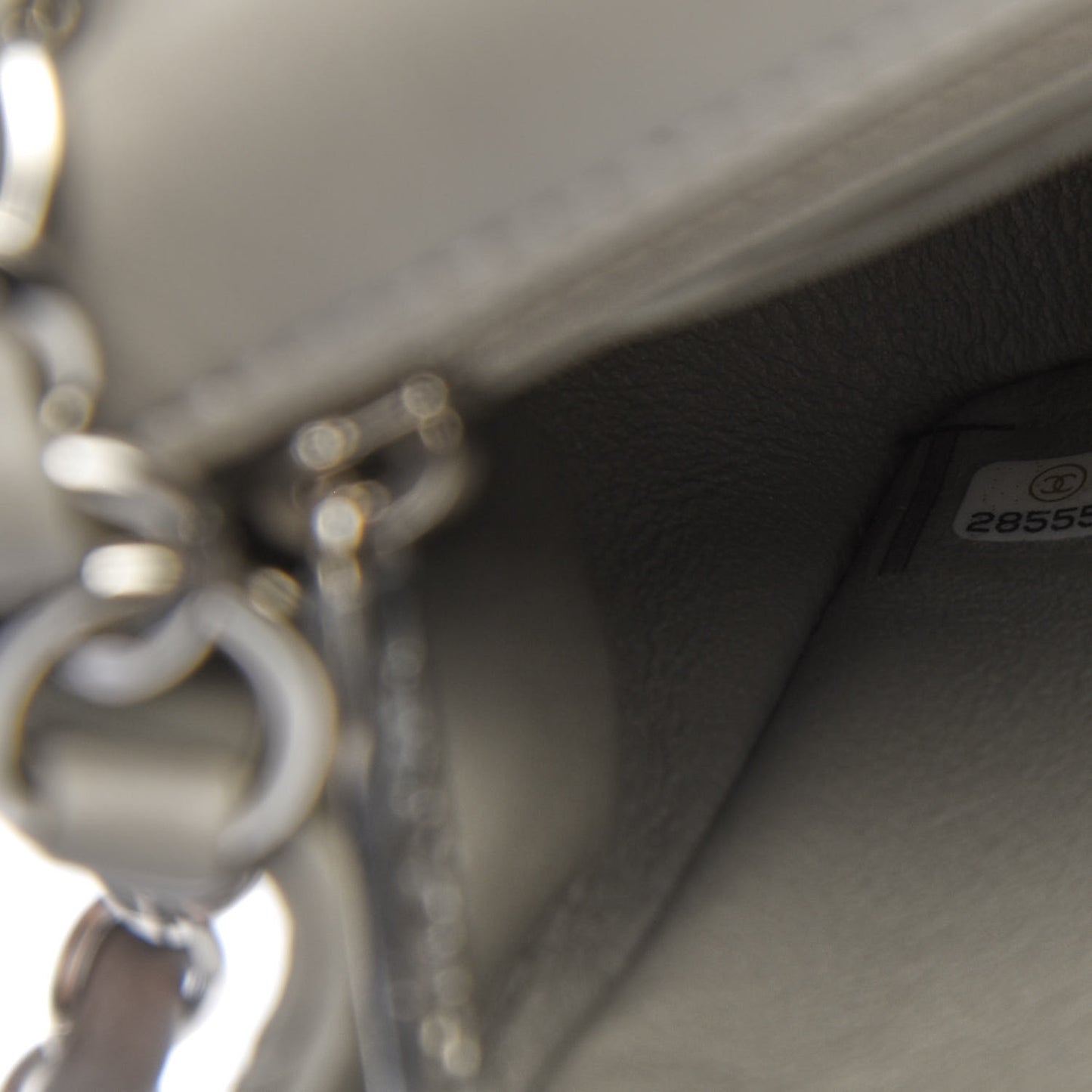 Lambskin Quilted Mini Rectangular Flap Grey