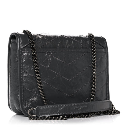 Saint Laurent Crinkled Calfskin Matelasse Monogram Niki Chain Wallet Fog 3 of 13