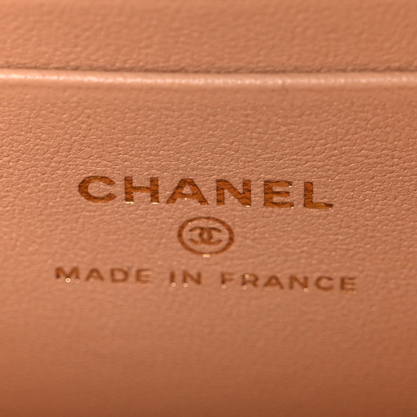 Lambskin Quilted Small Top Handle Vanity Case With Chain Beige