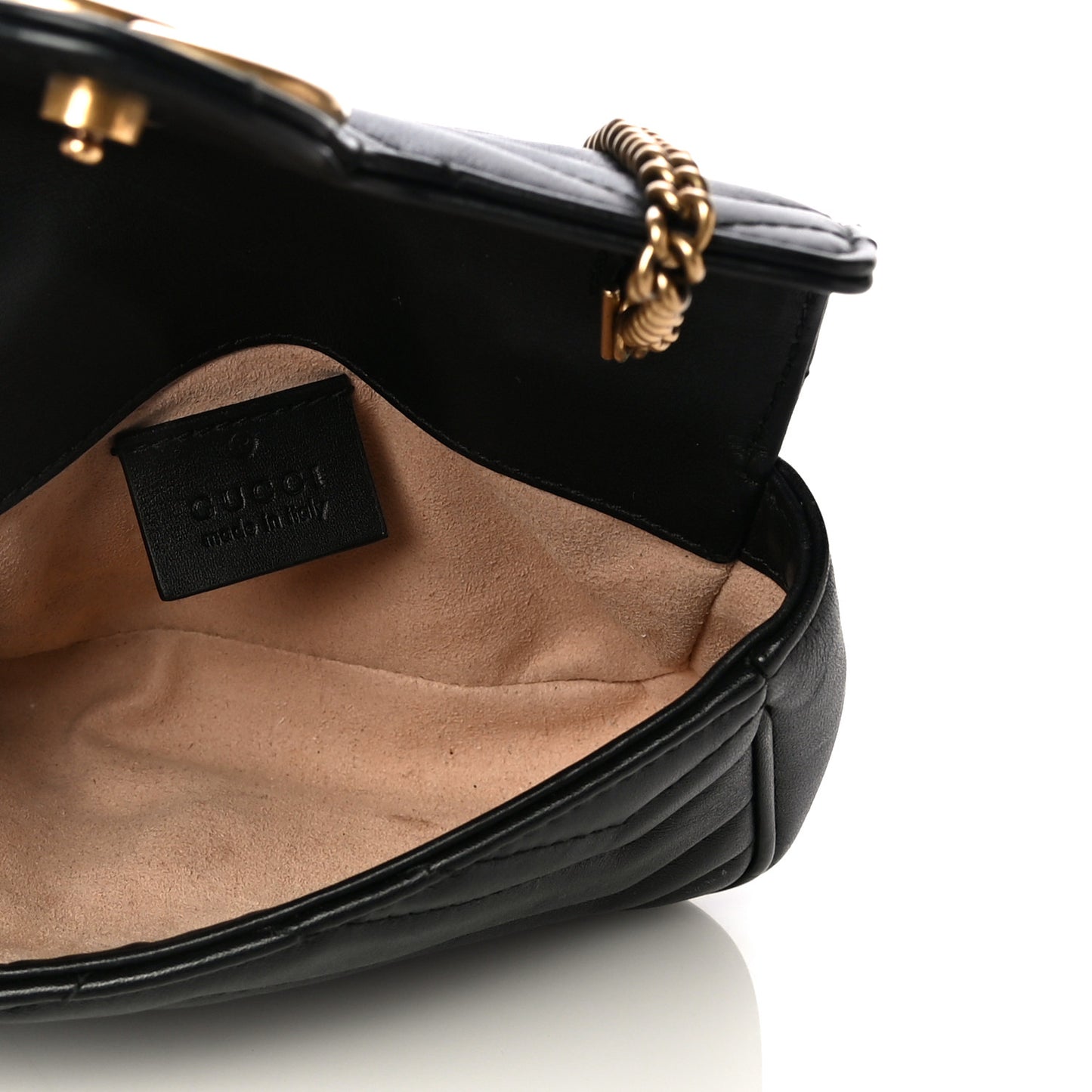 Calfskin Matelasse Super Mini GG Marmont Shoulder Bag Black