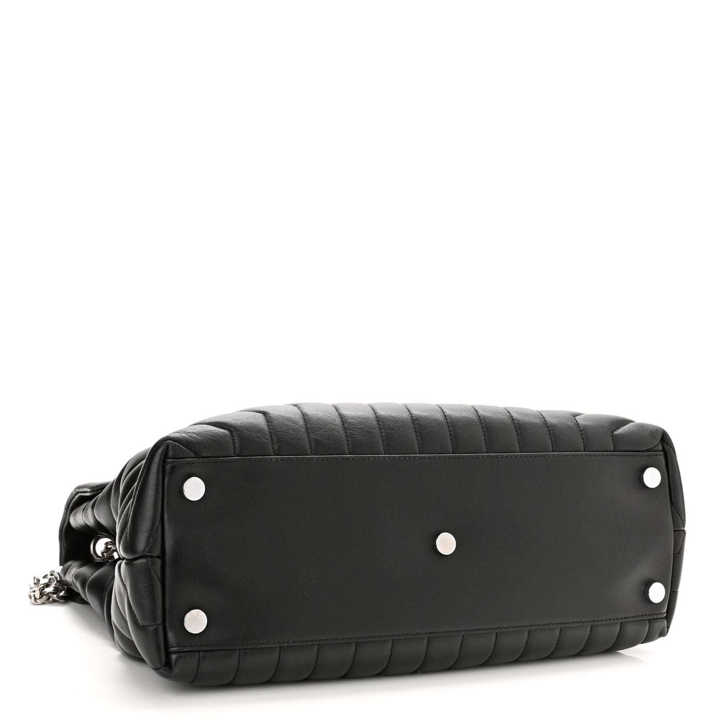 Calfskin Y Quilted Monogram Large Loulou Chain Satchel Black