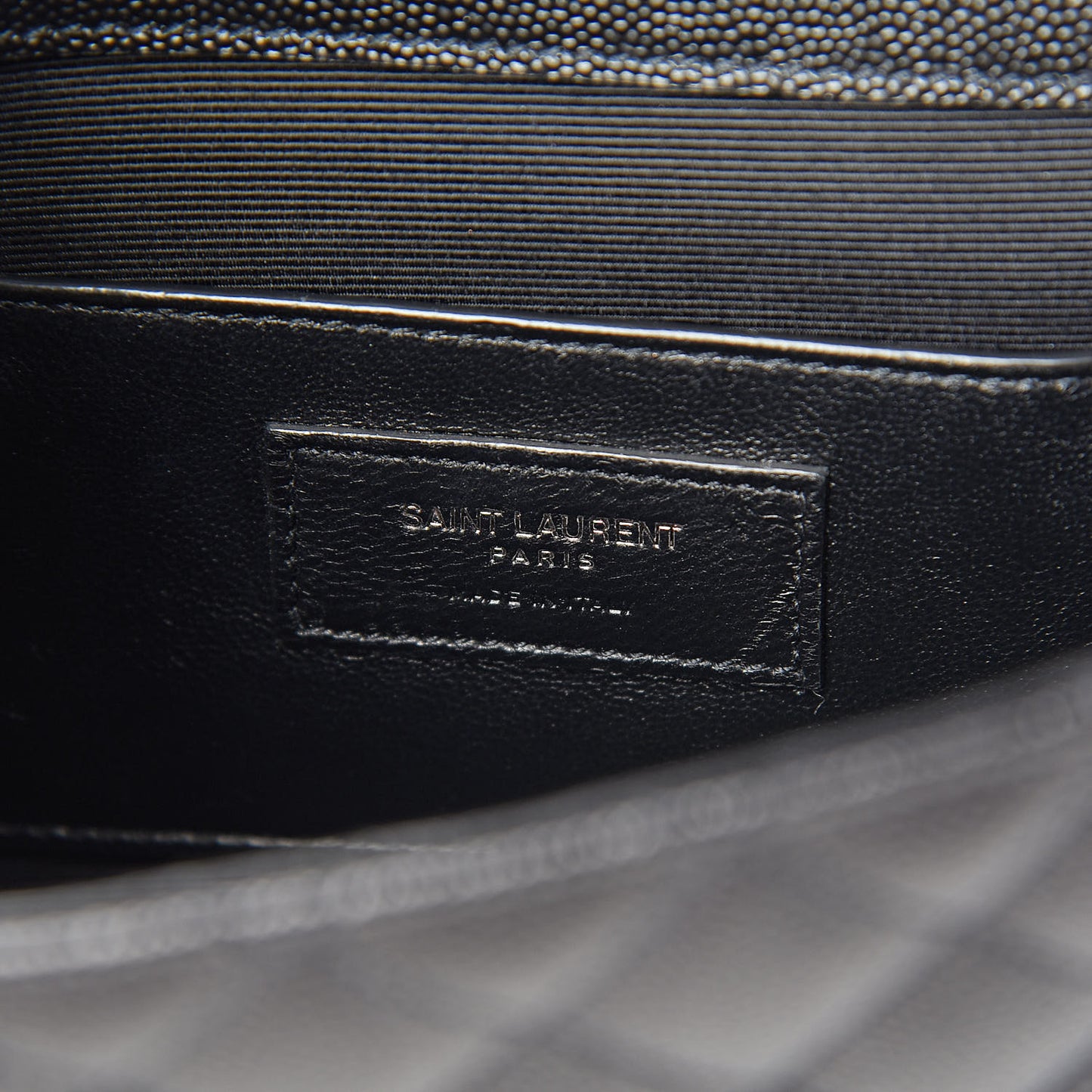 Grain De Poudre Textured Mixed Matelasse Triquilt Small Monogram Satchel Black