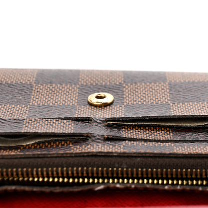 Louis Vuitton Damier Ebene Emilie Wallet Red 8 of 9