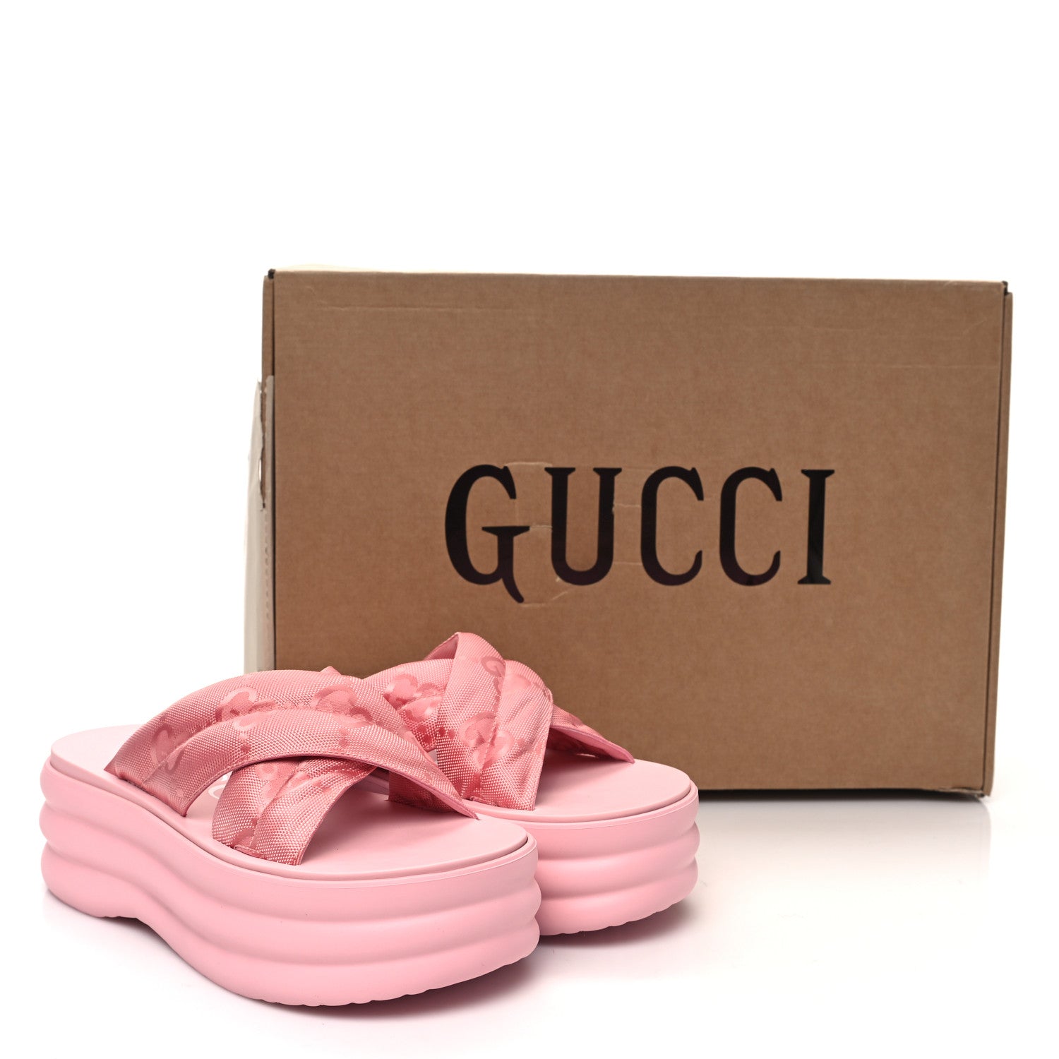 Gucci GG Nylon Platform Slide Sandals 39 Hopeful Pink 8 of 8