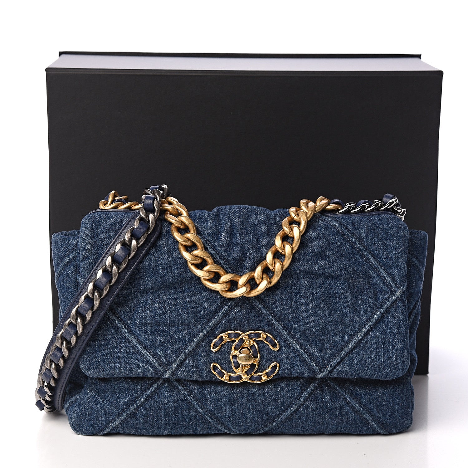 Chanel Denim Quilted Medium 19 Flap Blue 10 of 10