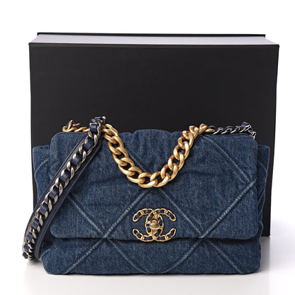 Chanel Denim Quilted Medium 19 Flap Blue 10 of 10