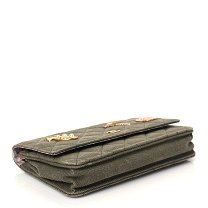 Chanel Canvas Quilted Coco Cuba Charms Wallet On Chain WOC Khaki 4 of 8