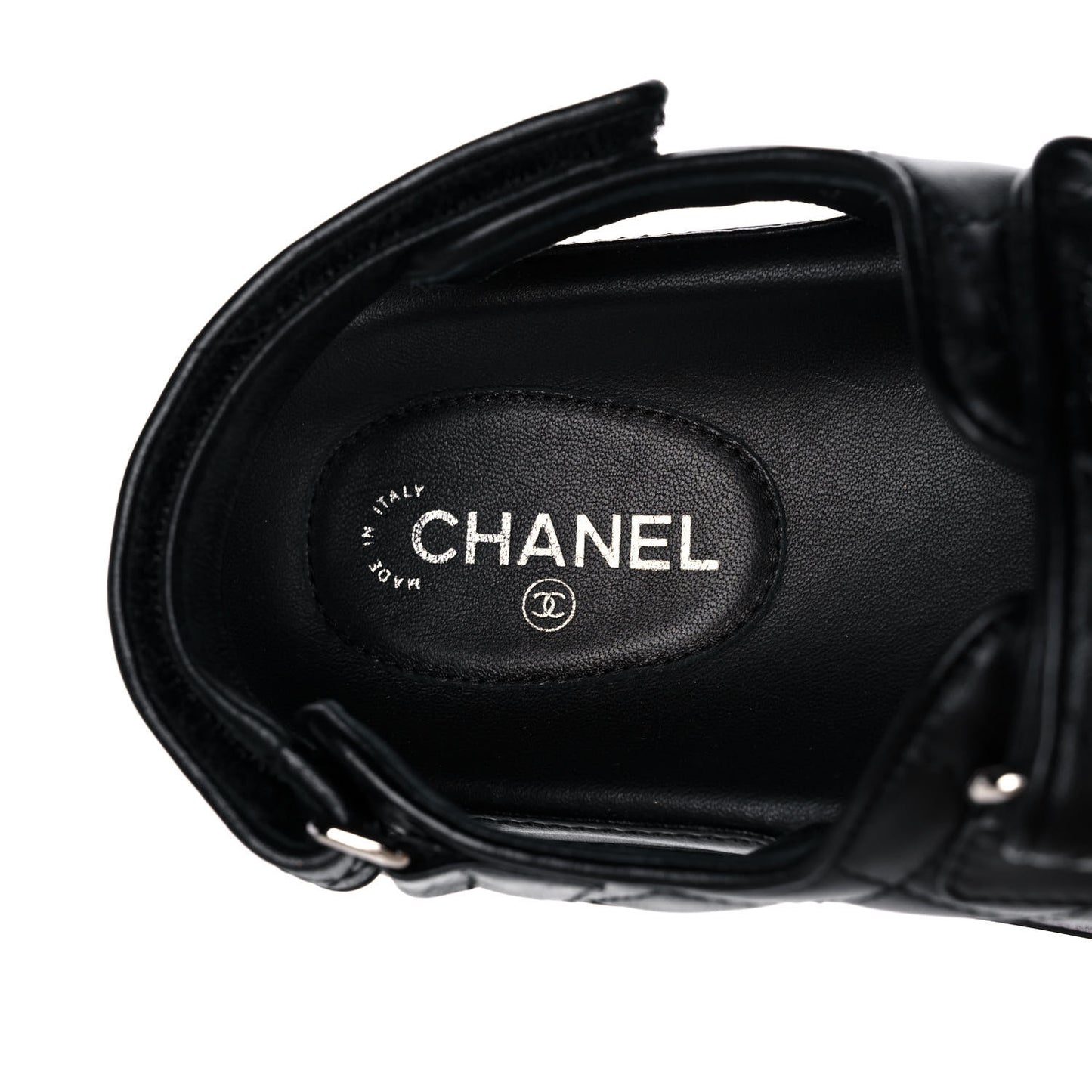 Lambskin Quilted Velcro Dad Sandals 39 So Black