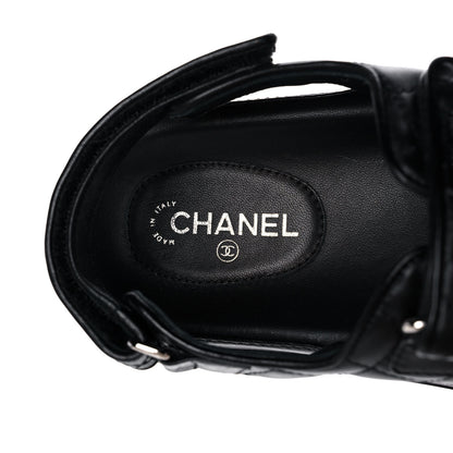 Chanel Lambskin Quilted Velcro Dad Sandals 39 So Black 7 of 10