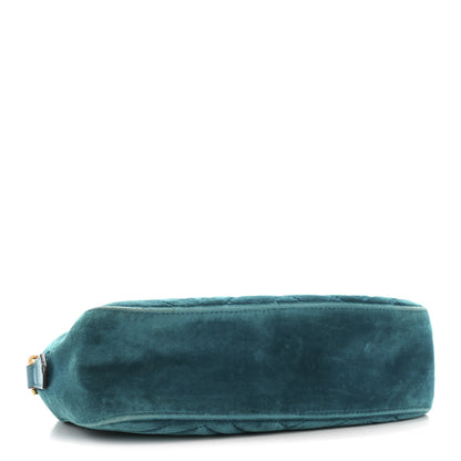 Gucci Velvet Matelasse Small GG Marmont Chain Shoulder Bag Pavone Cyan 4 of 12