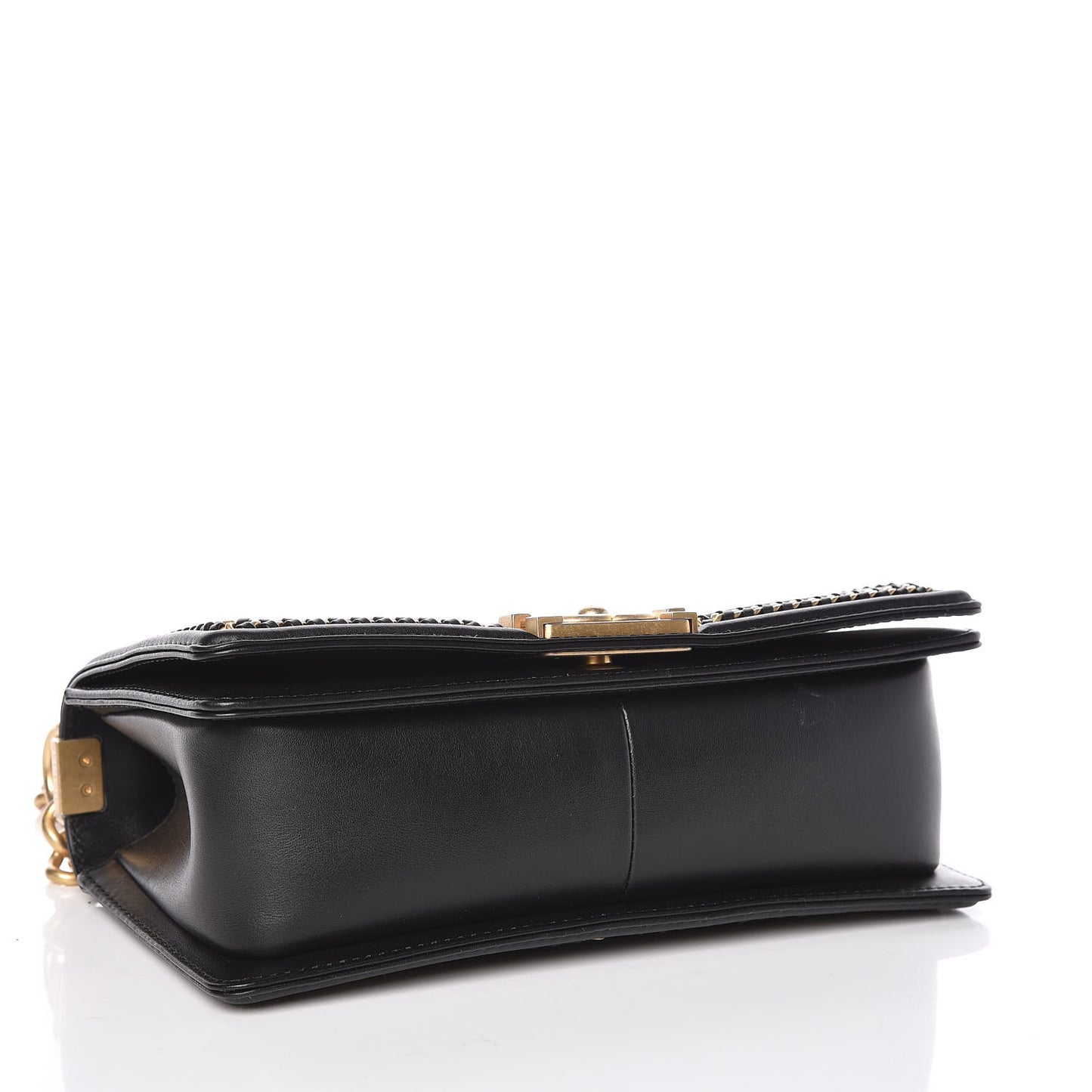 Calfskin Quilted Medium Boy Top Handle Flap Black