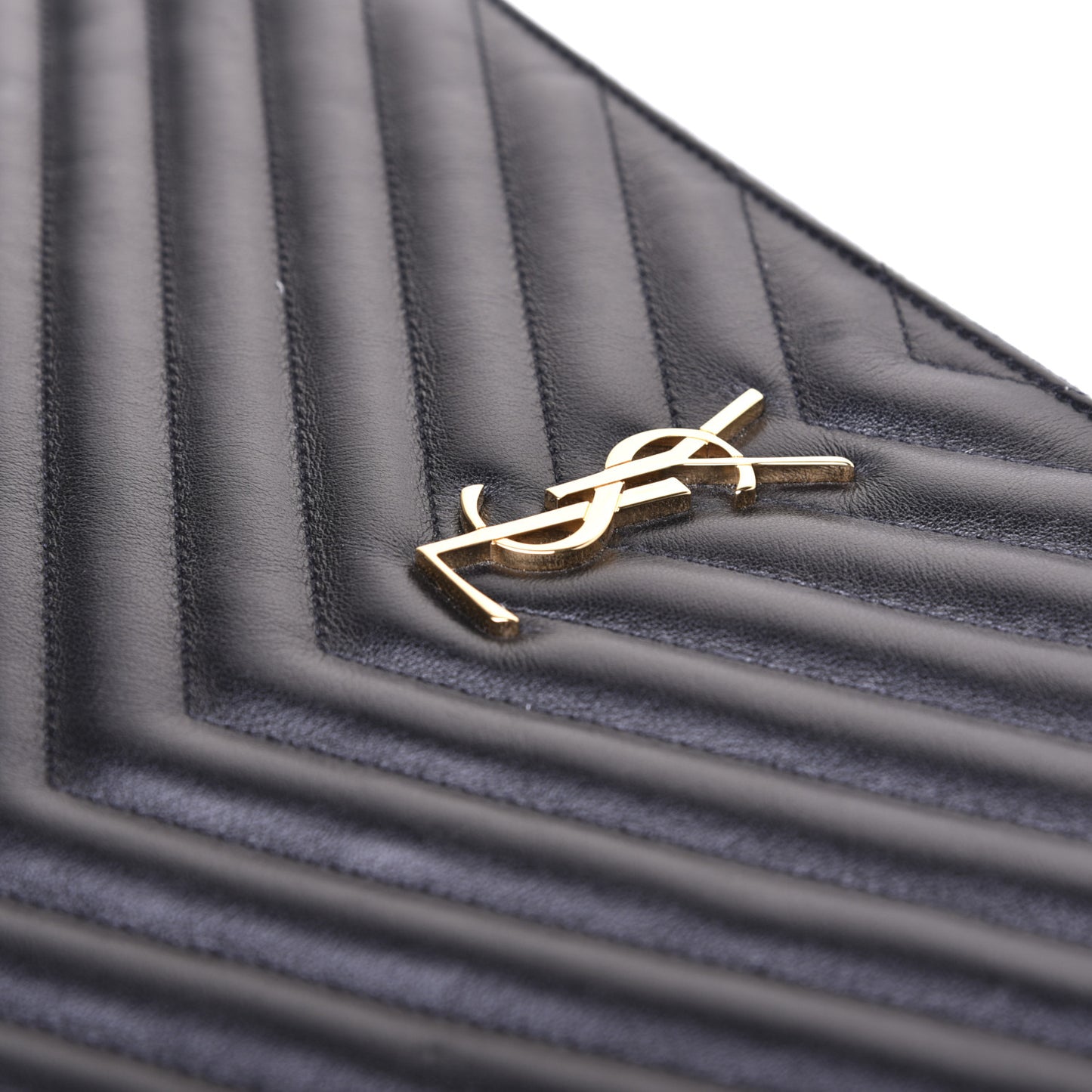 Calfskin Matelasse Chevron Monogram Document Holder Black