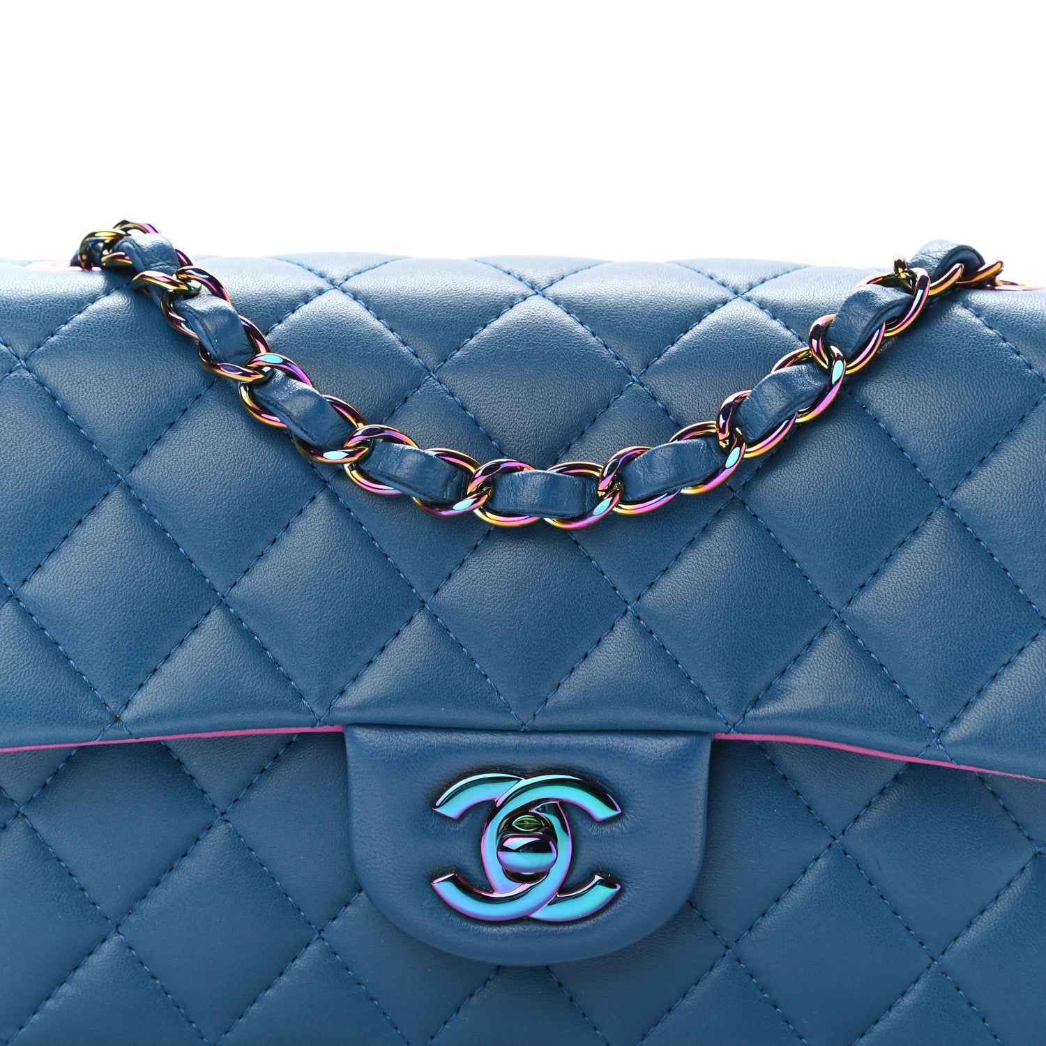 Chanel Lambskin Quilted Mini Rectangular Flap Blue Purple 8 of 11