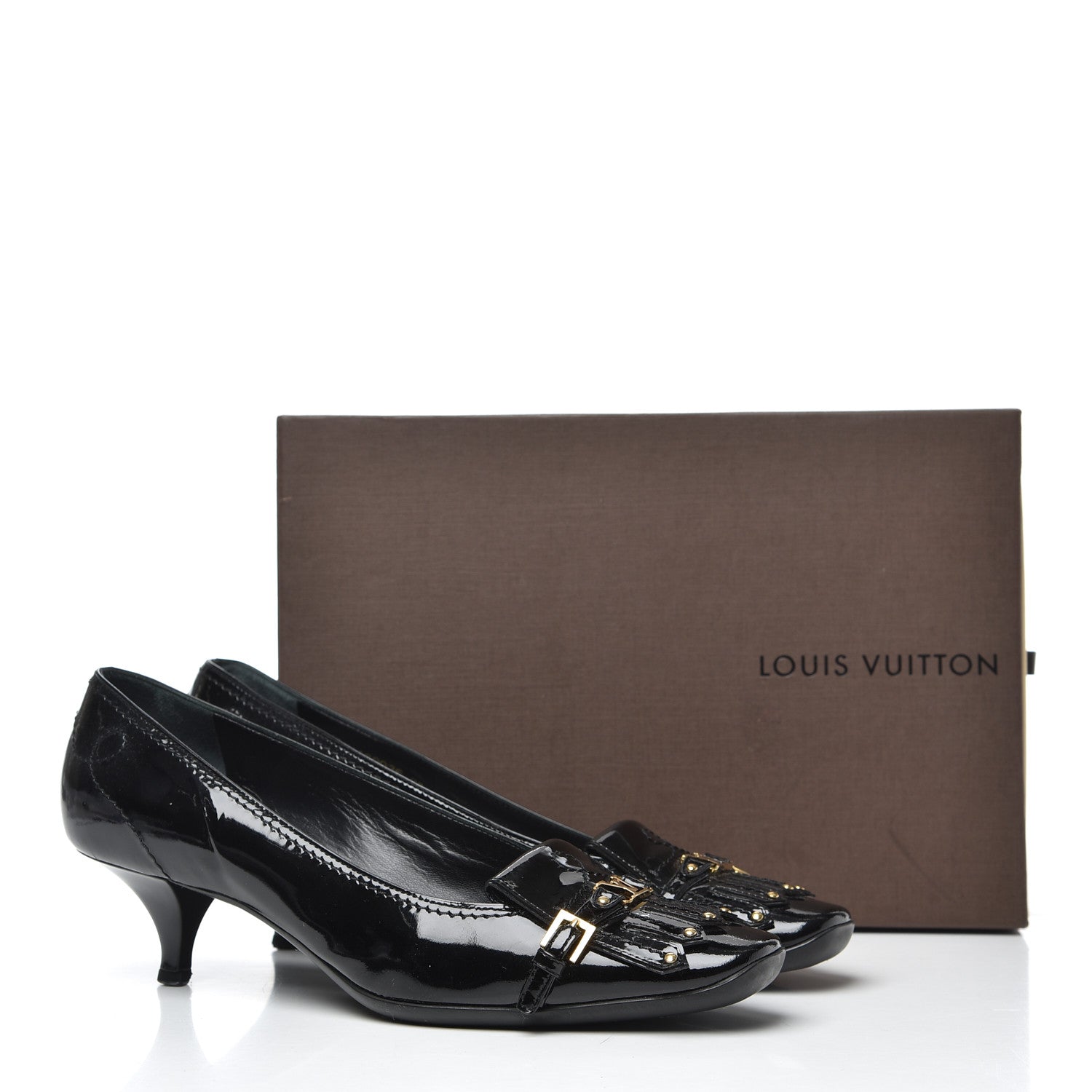 Louis Vuitton Patent Fringe Pumps 38.5 Black 18 of 18