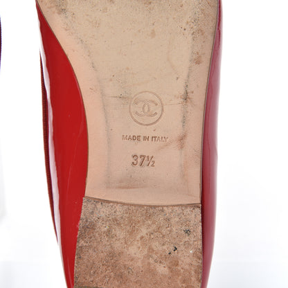 Chanel Patent CC Cap Toe Ballerina Flats 37.5 Red 7 of 17