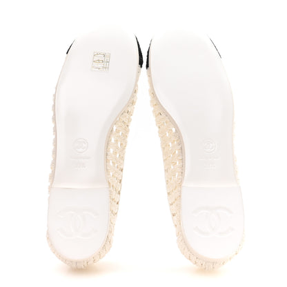Chanel Mesh Crochet Cap Toe Ballerina Flats 39.5 White Black 6 of 8