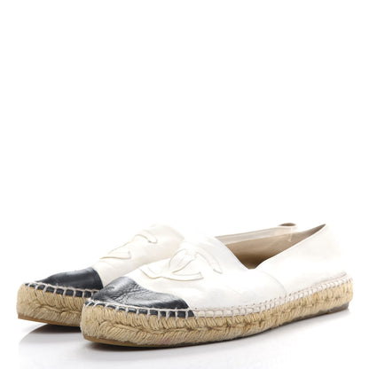 Chanel Lambskin CC Espadrilles 40 White Black 3 of 10