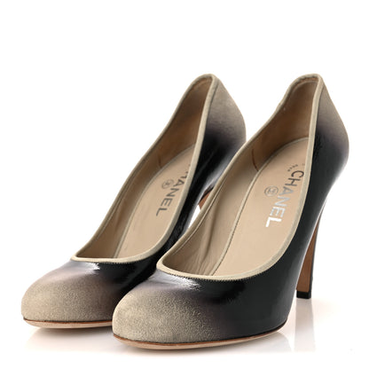 Chanel Patent Ombre Pumps 40 Beige Black 4 of 16