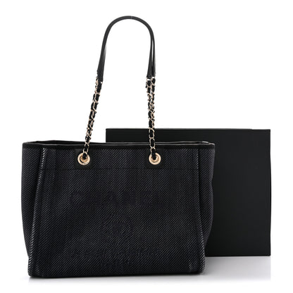 Chanel Mixed Fibers Calfskin Small Deauville Tote Black 12 of 12
