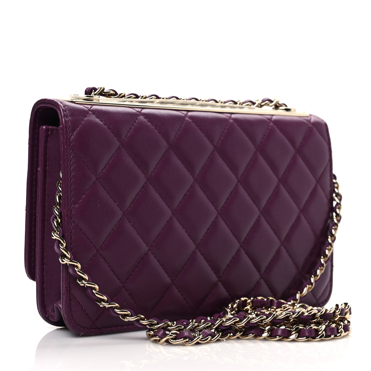 Chanel Lambskin Quilted Trendy CC Wallet On Chain WOC Purple 3 of 9