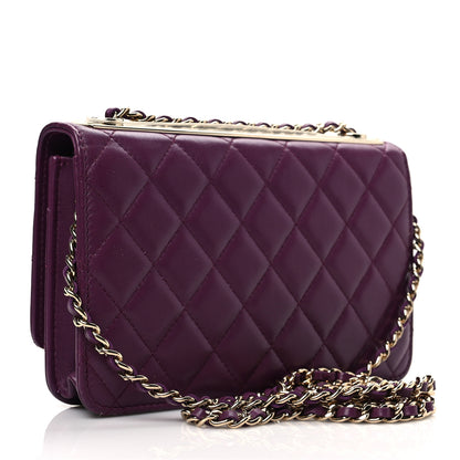 Chanel Lambskin Quilted Trendy CC Wallet On Chain WOC Purple 3 of 9