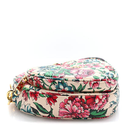 Gucci Calfskin Brit Roses Print Matelasse Diagonal Mini Interlocking G Heart Shoulder Bag Multicolor Multicolor 4 of 9