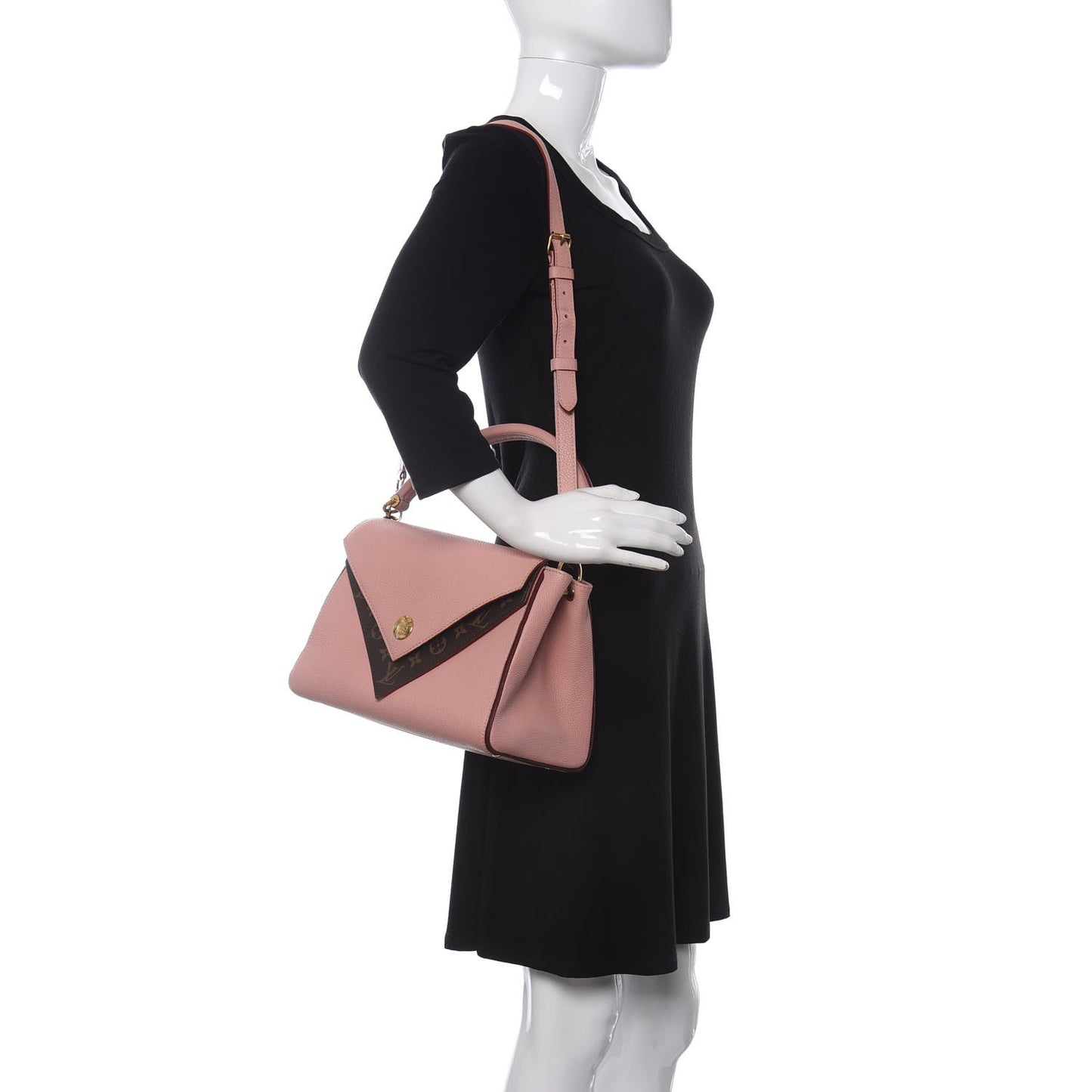 Grained Calfskin Monogram Double V Rose Poudre