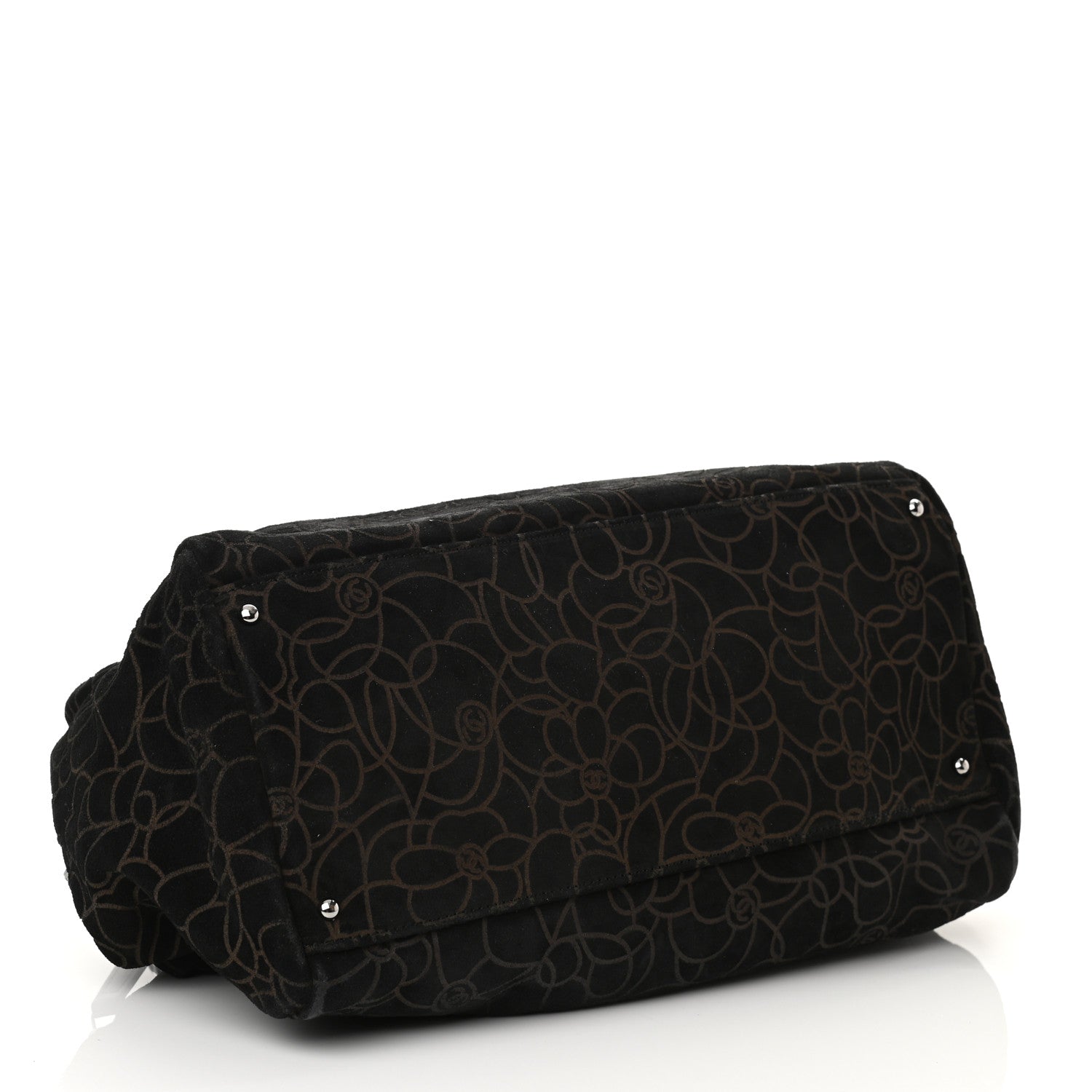 Chanel Suede Camellia Bowler Black 4 of 11
