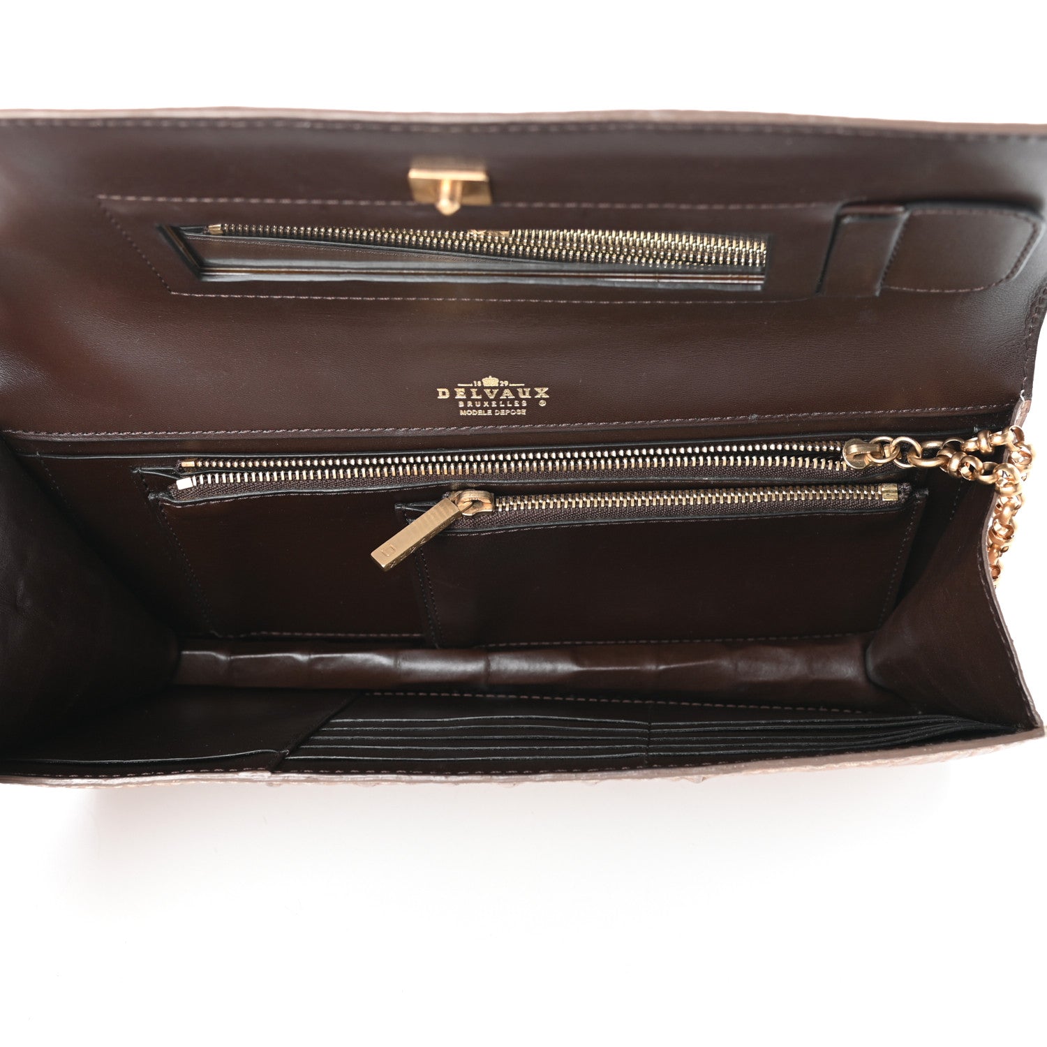 Delvaux Alligator Chain Clutch Naturel 6 of 10