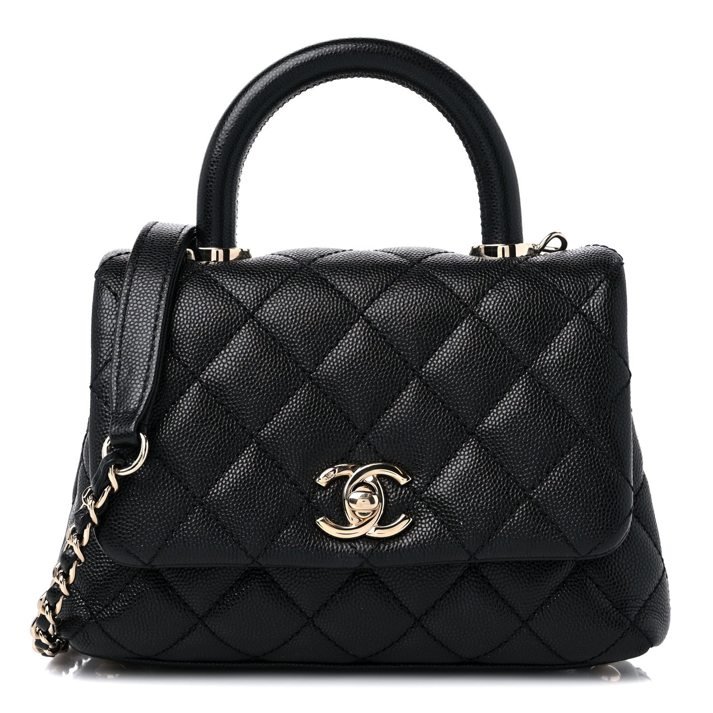 Caviar Quilted Extra Mini Coco Handle Flap Black