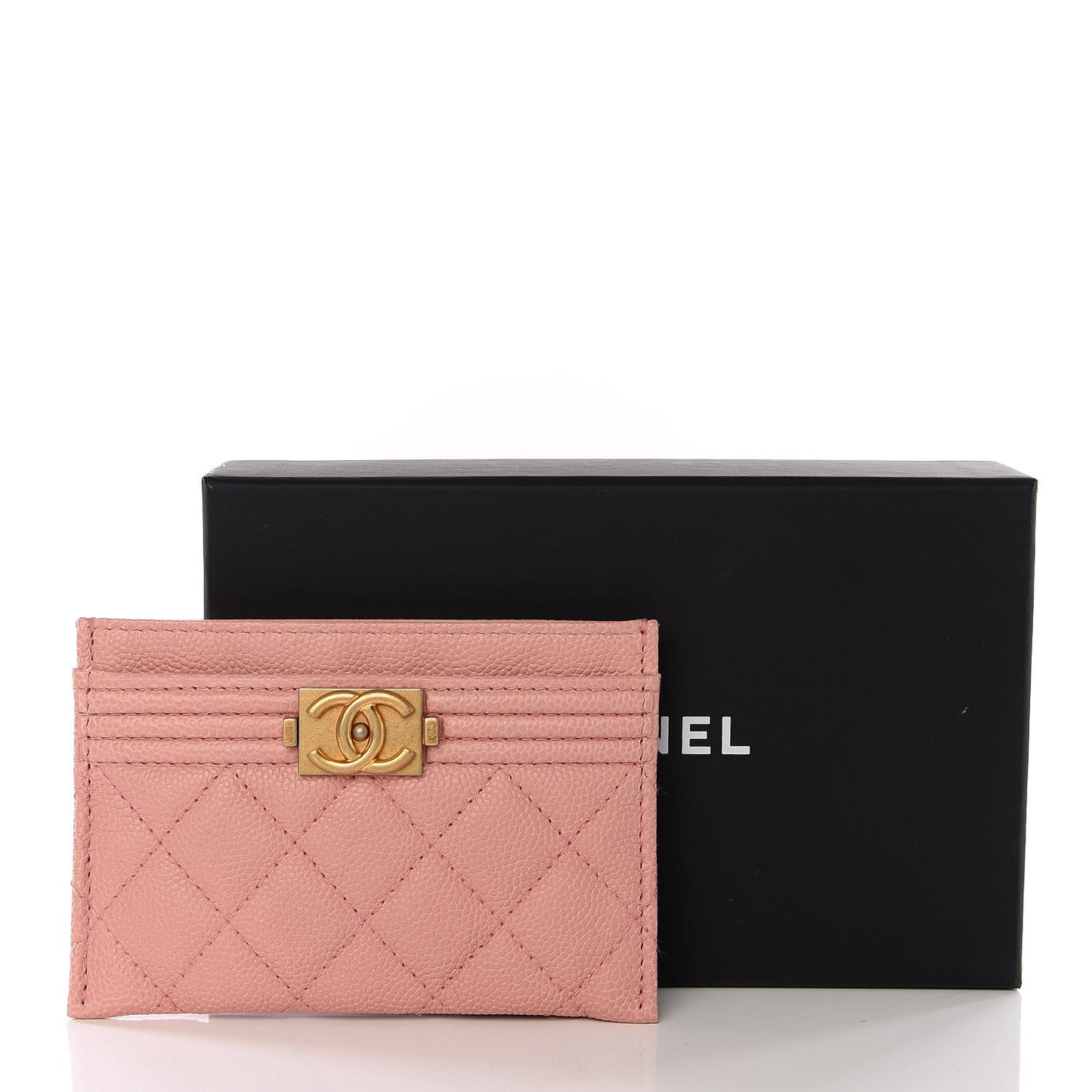 Caviar Quilted Boy Card Holder Light Pink