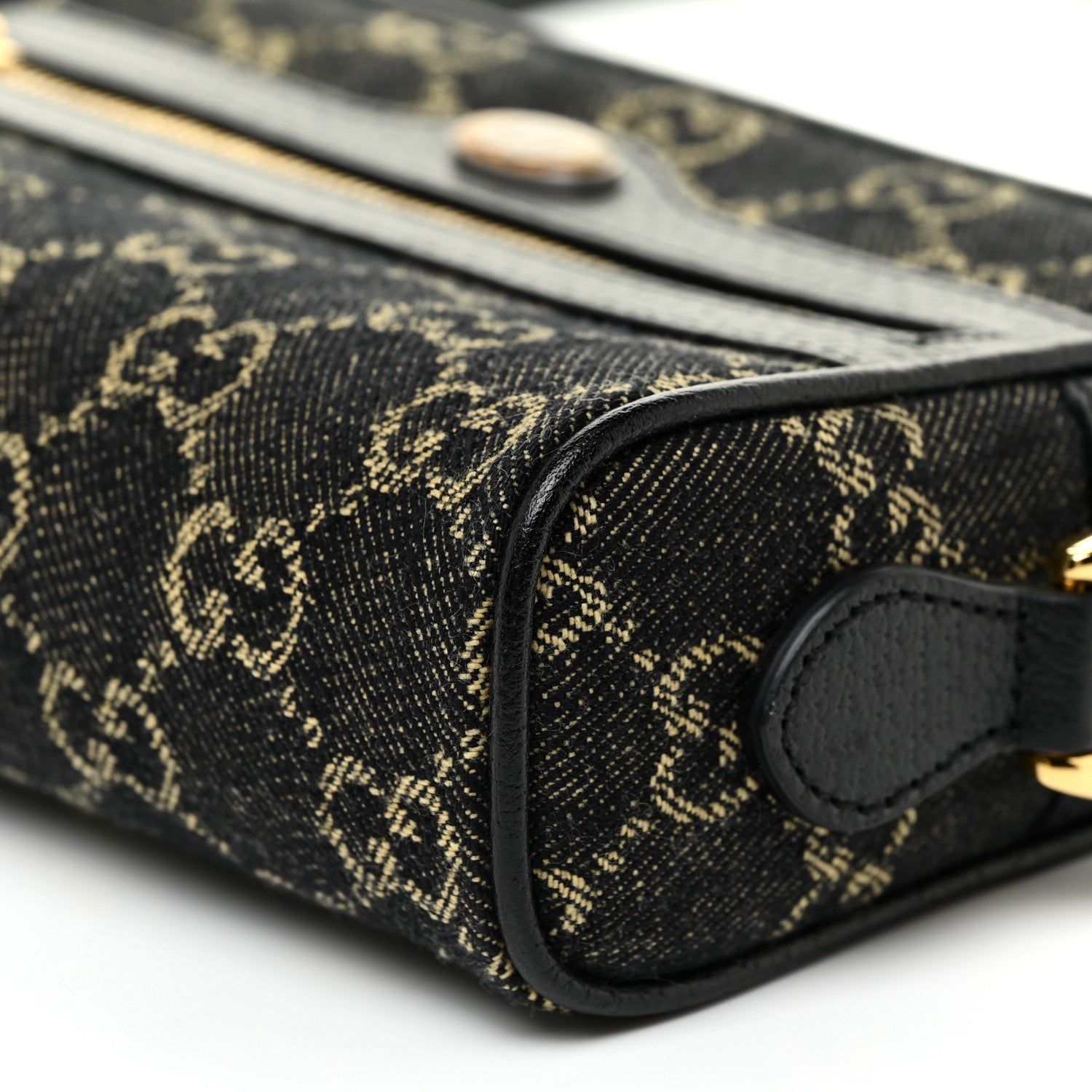 Gucci Jacquard Black Denim GG Monogram Mini Ophidia Shoulder Bag Black Ivory 10 of 11