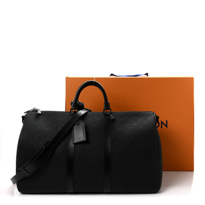 Louis Vuitton Taurillon Monogram Keepall Bandouliere 50 Black 9 of 9