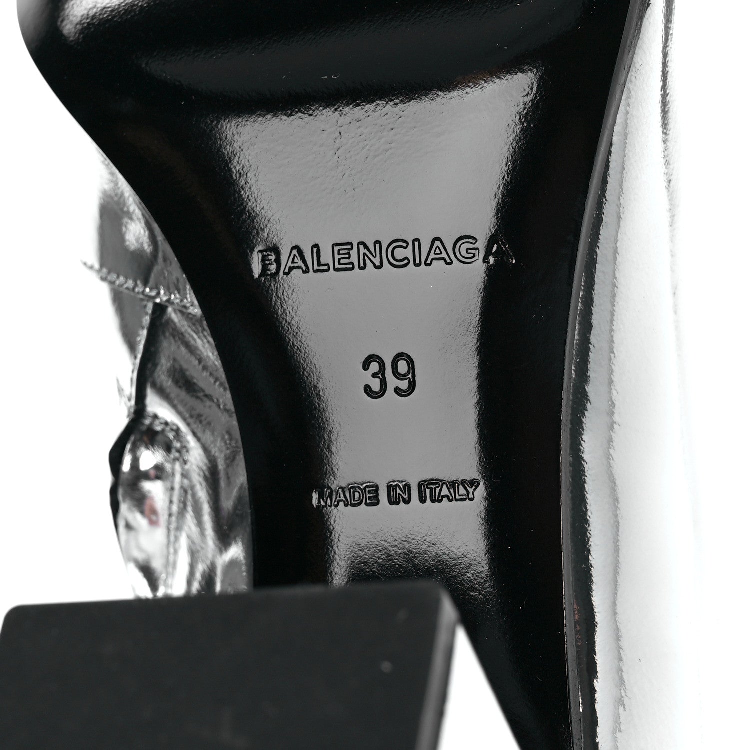 Balenciaga Miroir Calfskin Ankle Booties 39 Argent 8 of 9