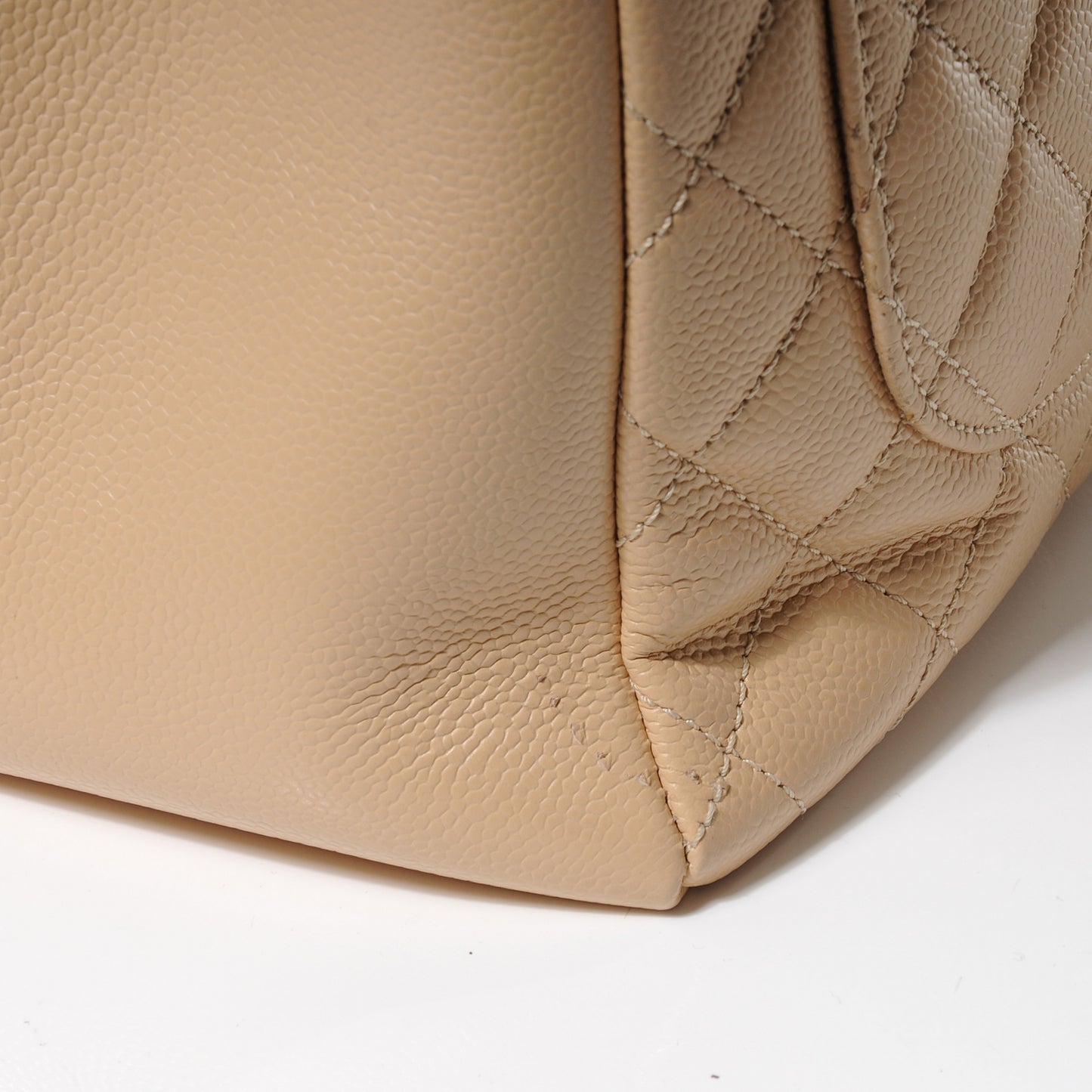 Caviar Quilted Grand Shopping Tote GST Beige