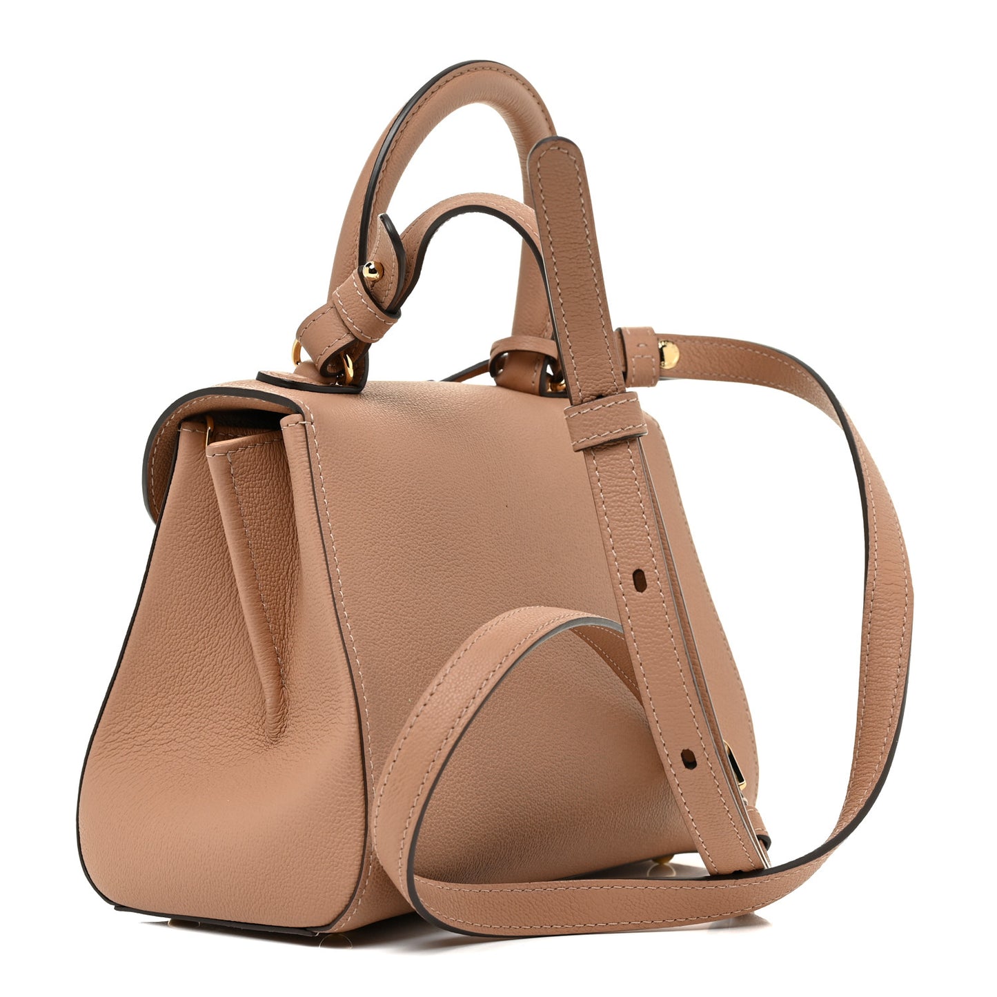 Grained Calfskin Mini Brillant Satchel Nude