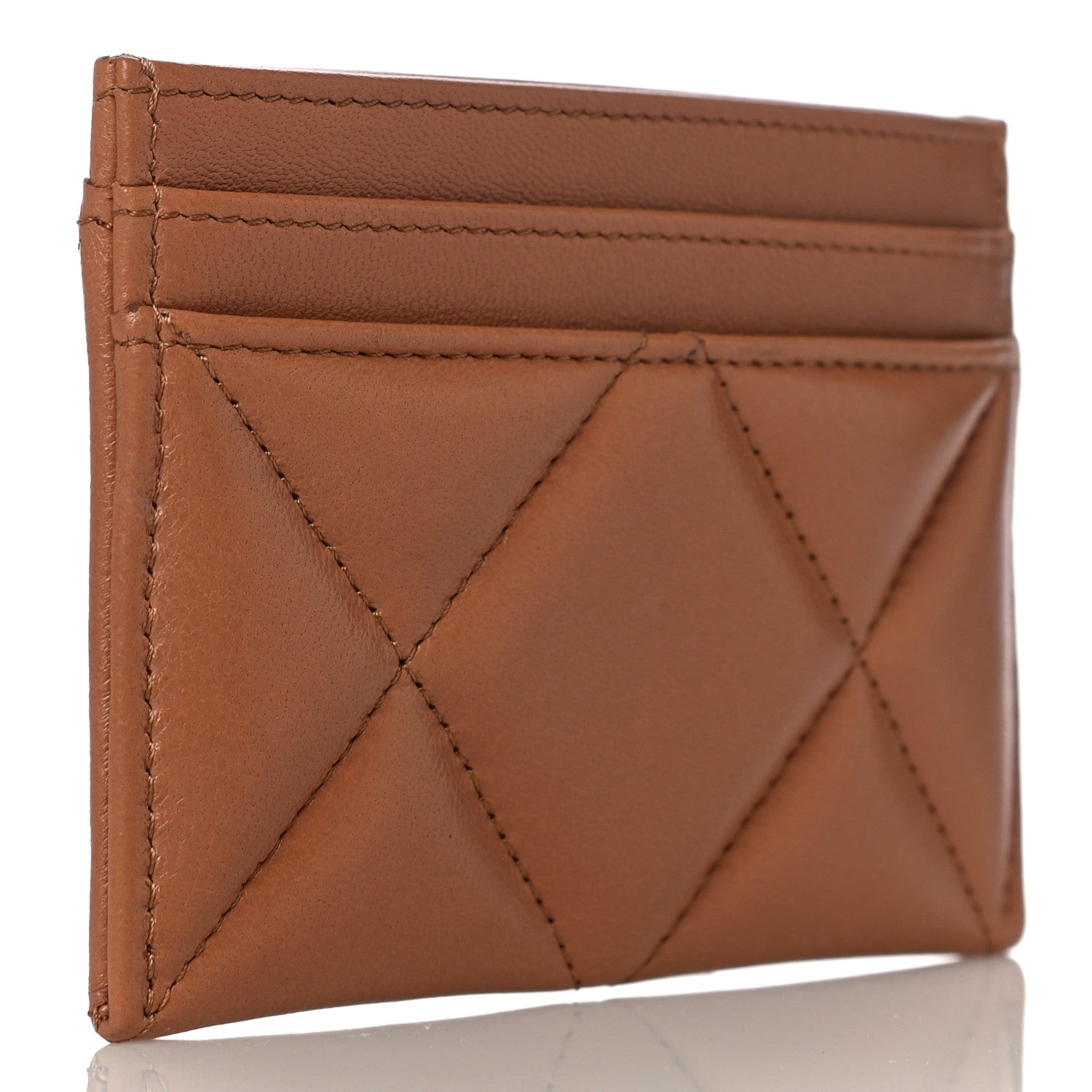Chanel Lambskin Quilted Chanel 19 Card Holder Brown 3 of 11