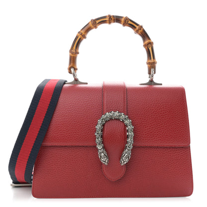 Gucci Dollar Calfskin Crystal Web Medium Dionysus Bamboo Top Handle Bag Hibiscus Red Black Diamond 1 of 14
