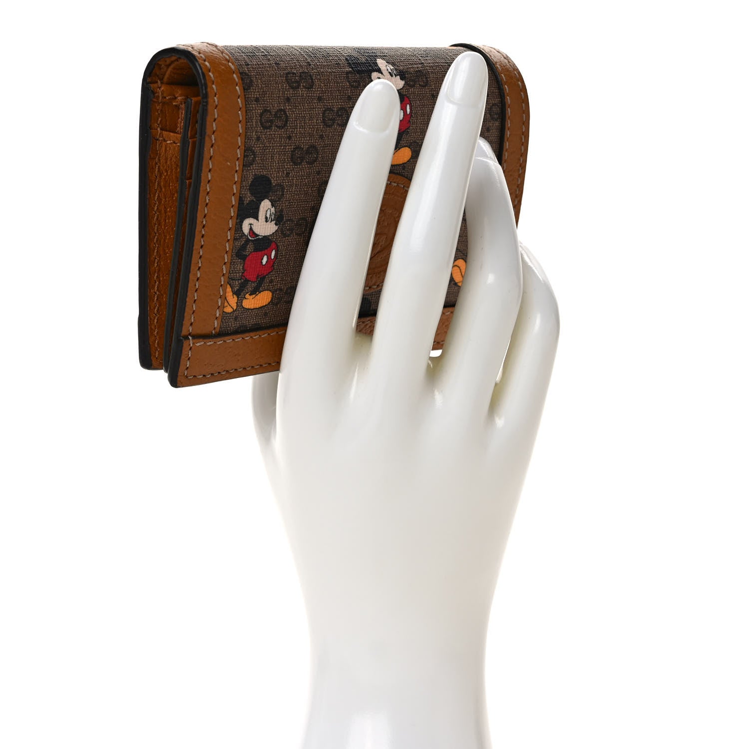 Gucci X DISNEY Mini Vintage GG Supreme Monogram Mickey Mouse Card Holder Wallet Beige Vintage Sun Oil 2 of 6
